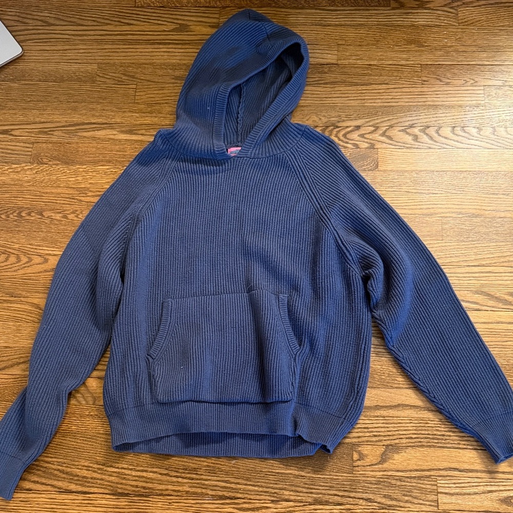 Edikted Navy Blue Knit Hoodie with Pink Logo Tag Size Small